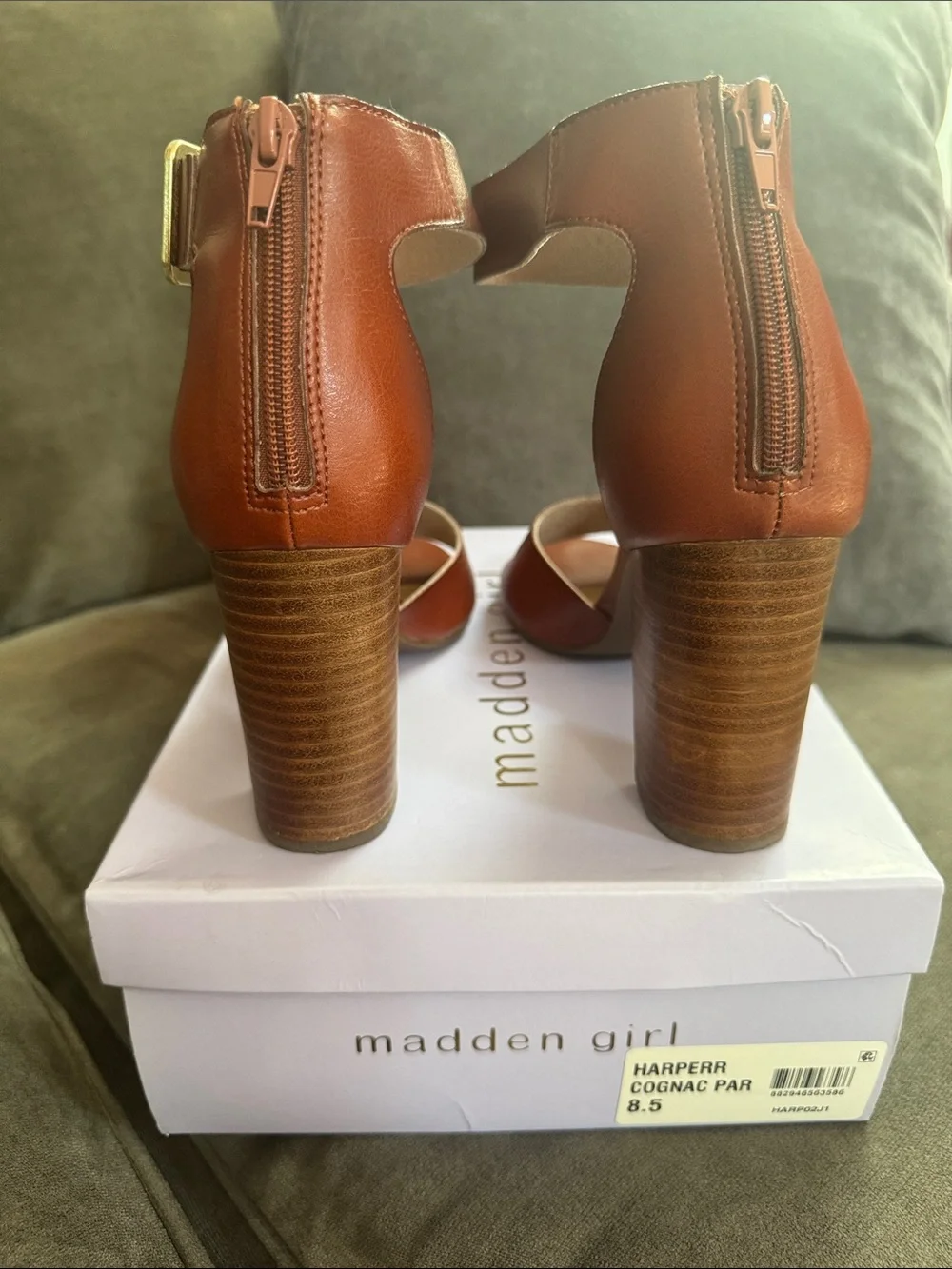 Madden Girl Cognac Block Heel Sandals
