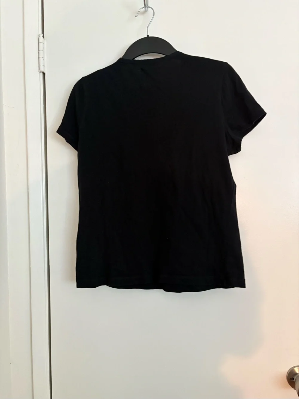 Vintage Lauren Ralph Lauren Black Short-Sleeve Ruffle-Pleat Button Top