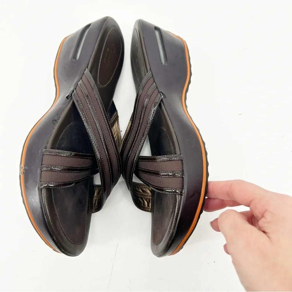 Brown Cole Haan Air Maddy Thong Wedge Sandal‎ Size 8.5AA Narrow