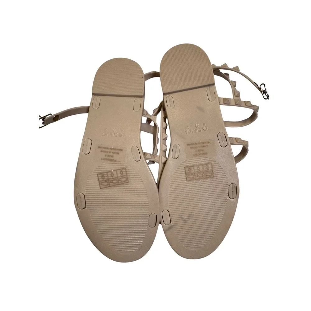 Journee Collection Reba Studded Jelly Gladiator Sandals Beige Tan Womens Size 8