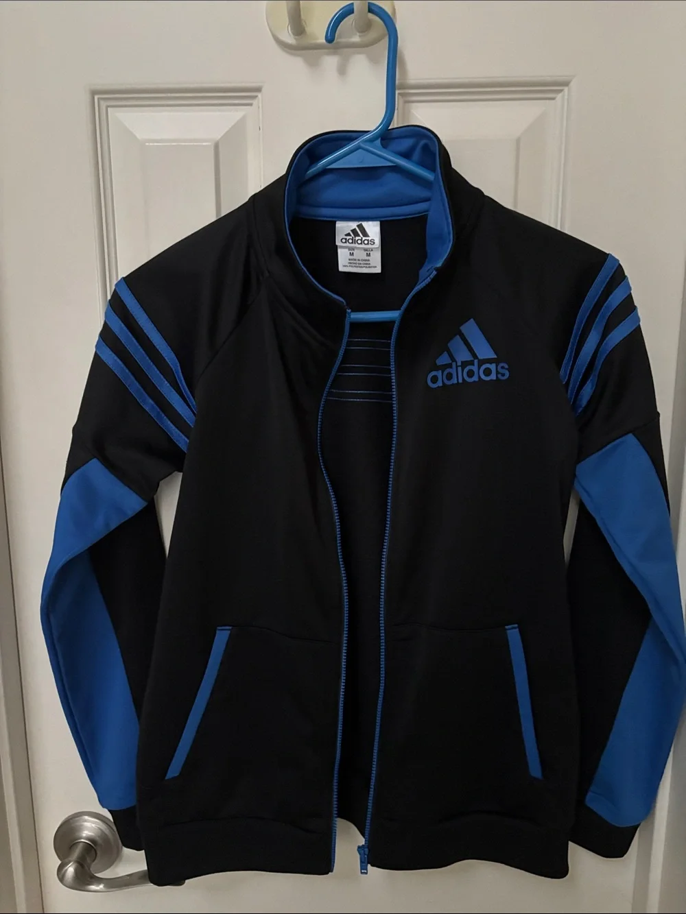 adidas Black and Blue Kids Full-Zip Track Jacket