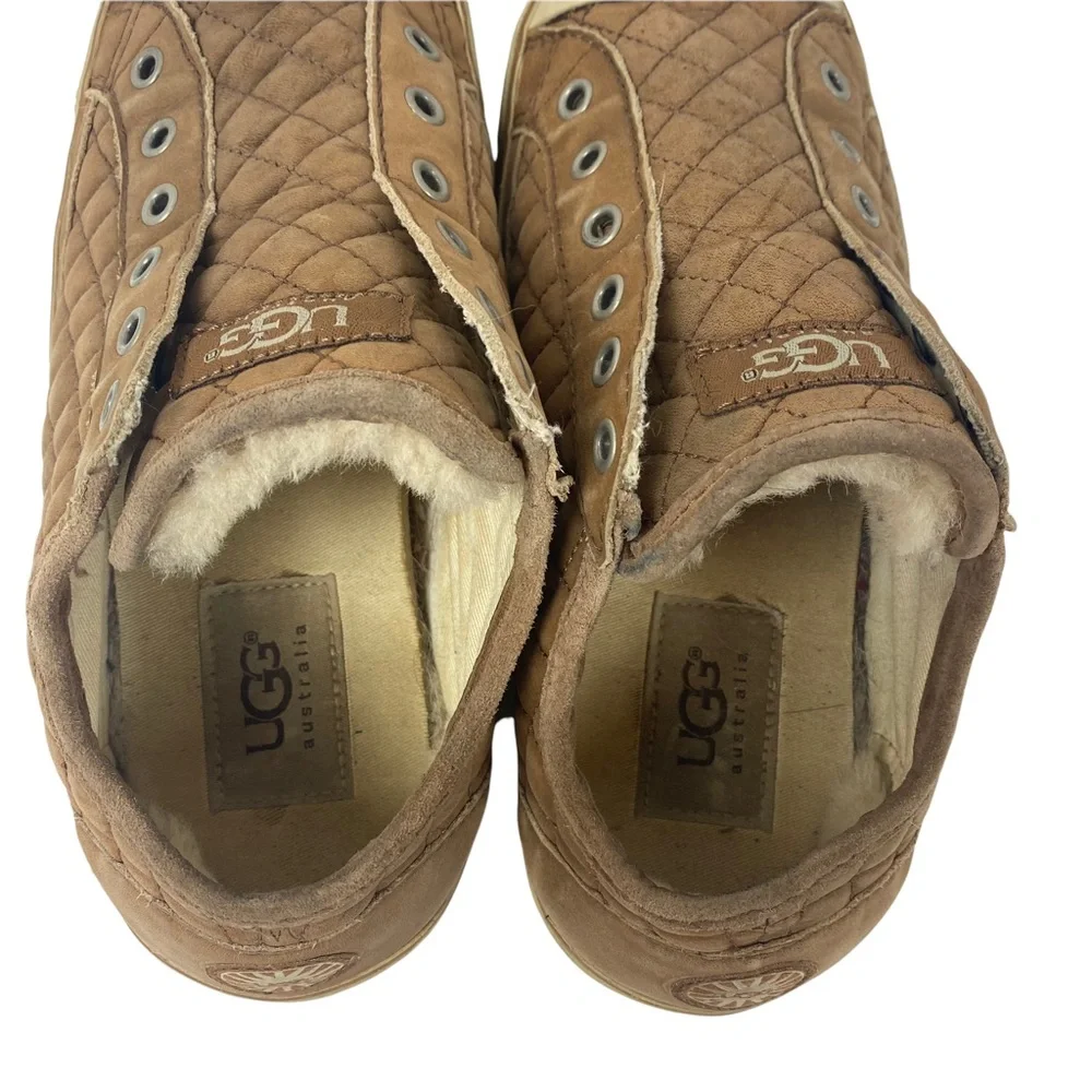 UGG Laela Quilted Nubuck Sheepskin Leather Slip-on Sneaker 6