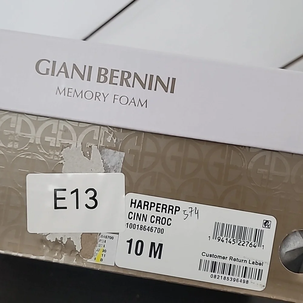 NEW Giani Bernini Harperr Memory Foam Platform  Cinnamon Croc  10 Sandals