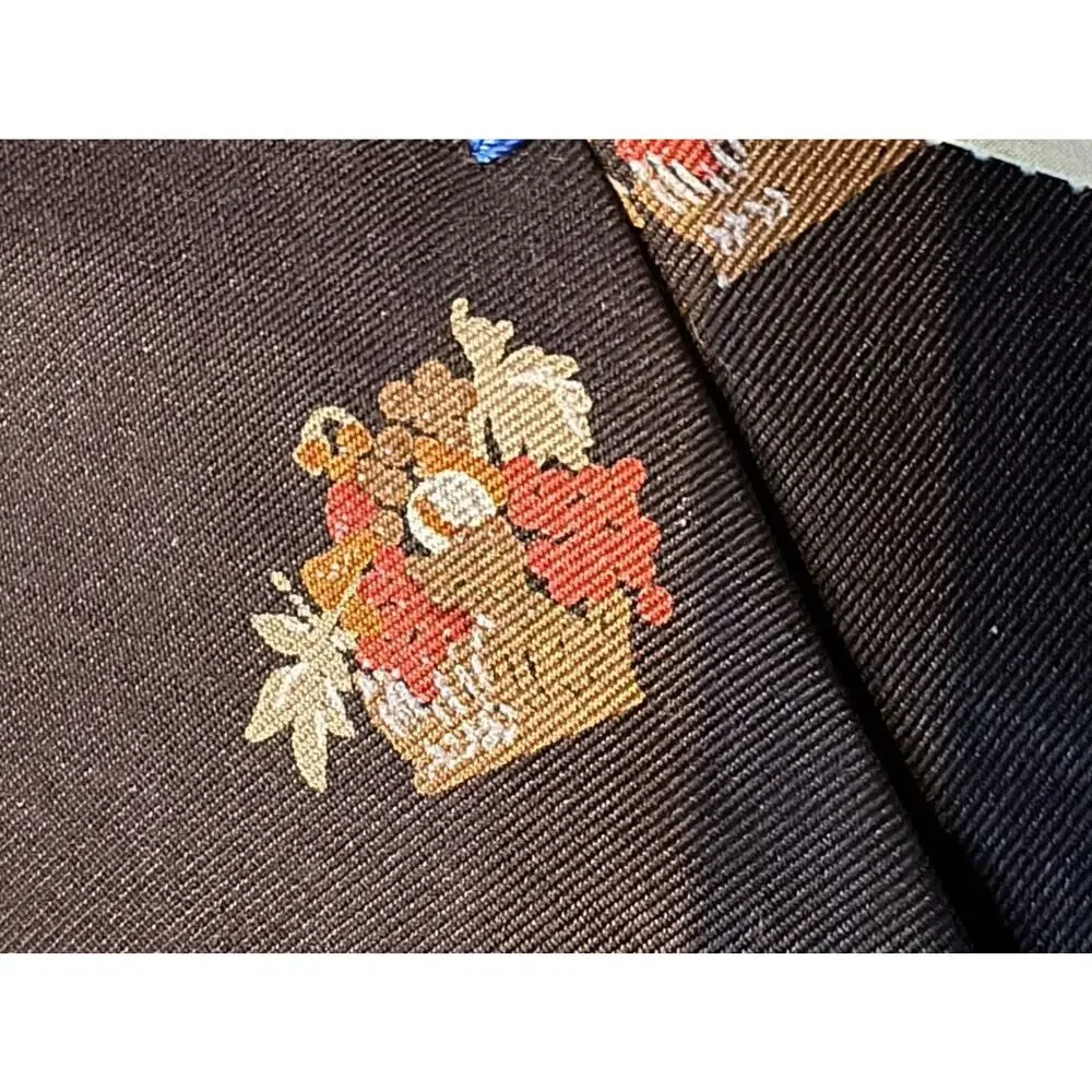 Vintage Berkley Cravats Thanksgiving Harvest Basket‎ Silk Tie Famous Barr NWT