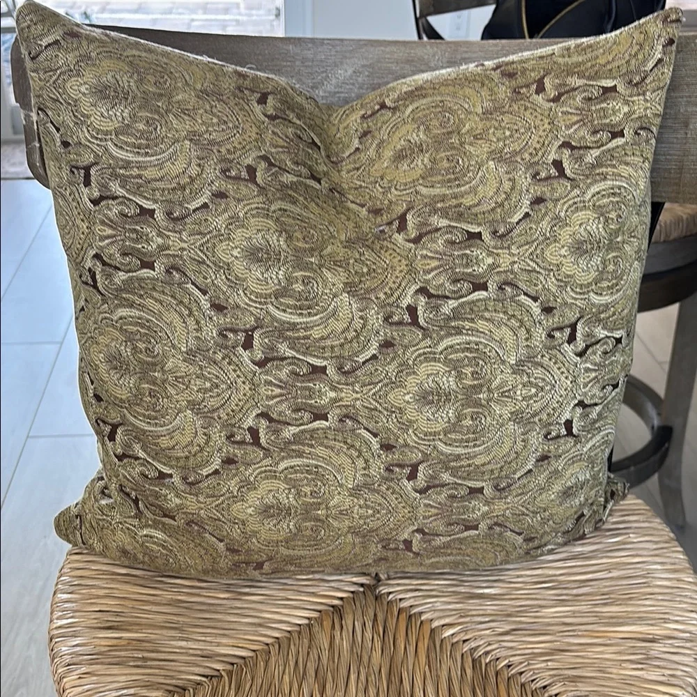 Pottery Barn Ornate Gold and Brown Damask Accent Pillow