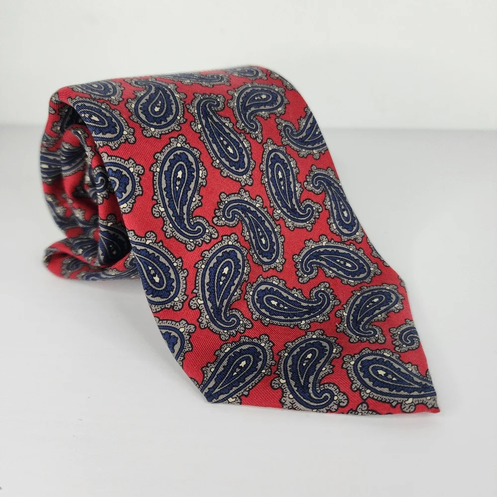 ROBERT TALBOTT Red Paisley Silk Tie.
