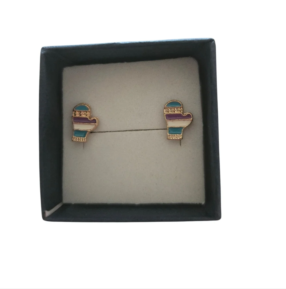 Tricolor‎ Mitten Earrings (NWOT)