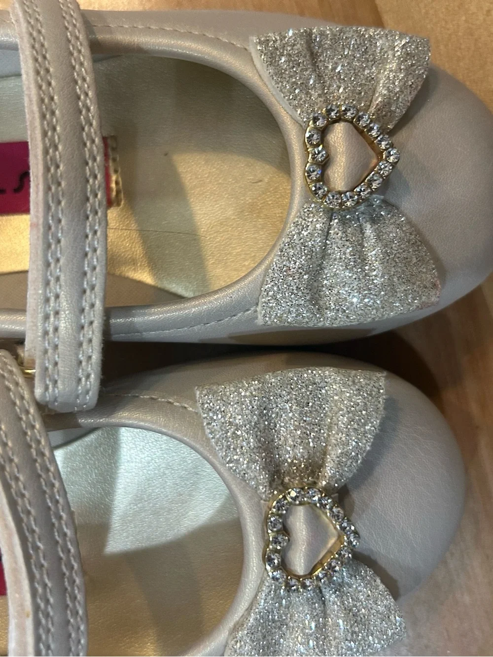 Rachel Shoes Silver Bow Heart Mary Jane Flats