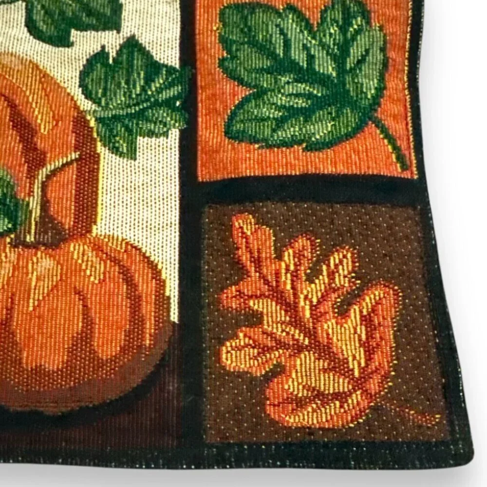 Vintage Fall Tapestry Placemats Lot of 2 Pumpkin Raven Autumn