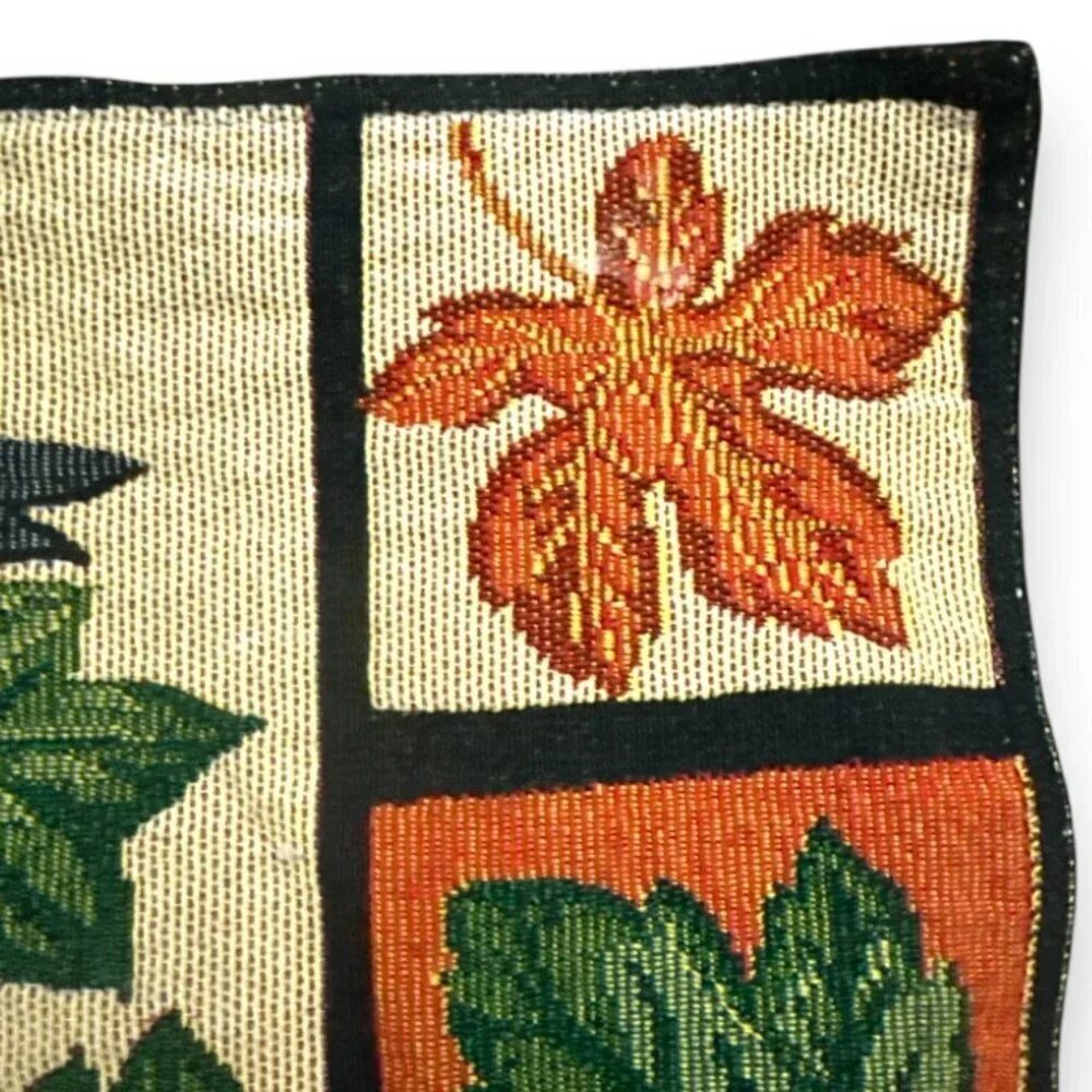 Vintage Fall Tapestry Placemats Lot of 2 Pumpkin Raven Autumn