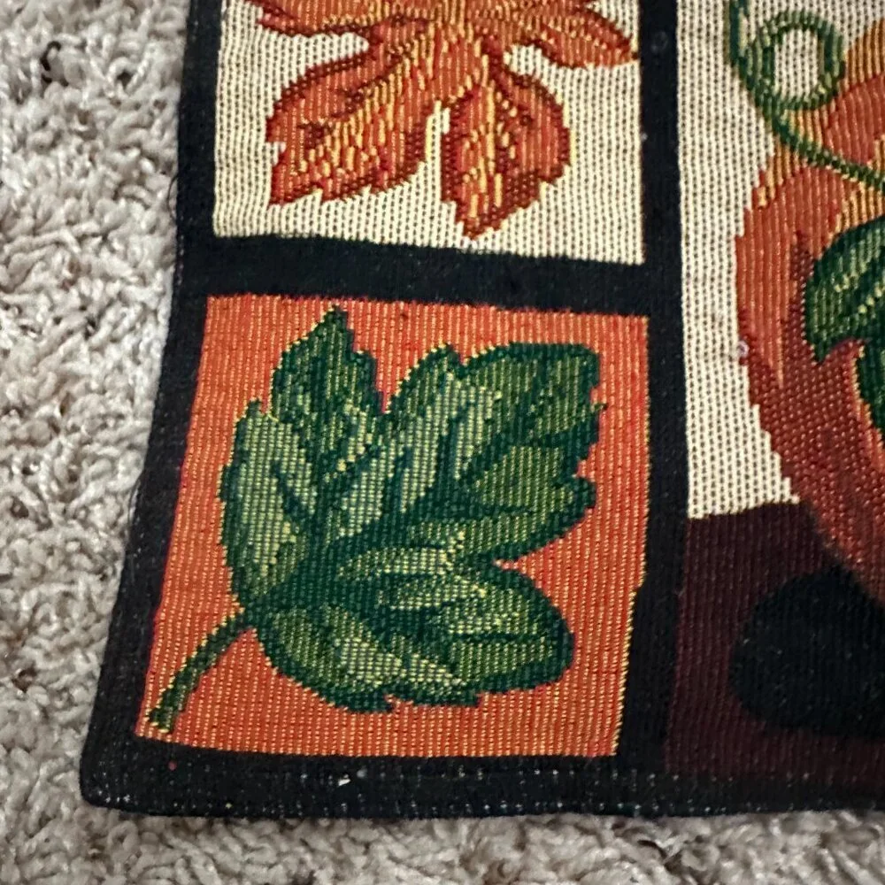 Vintage Fall Tapestry Placemats Lot of 2 Pumpkin Raven Autumn