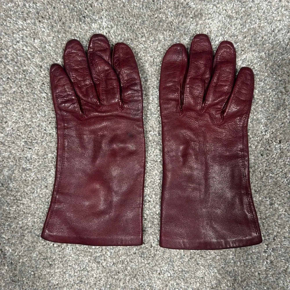 Roeckl Burgundy‎ Leather Gloves Women Wine Red Lined Winter Accessories