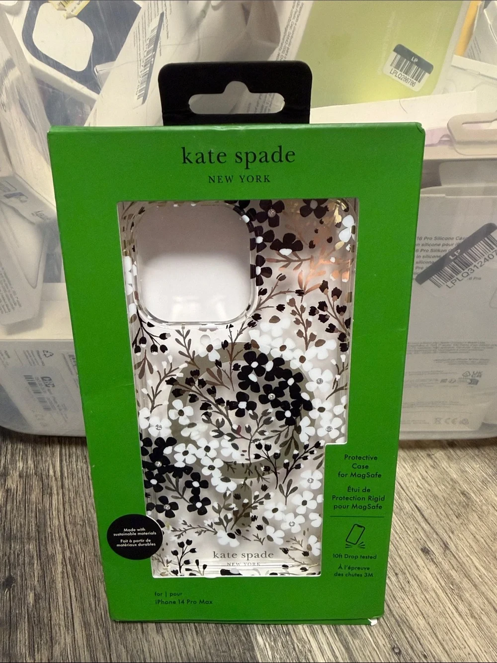 kate spade Floral Protective Case for iPhone 14 Pro Max - White & Black