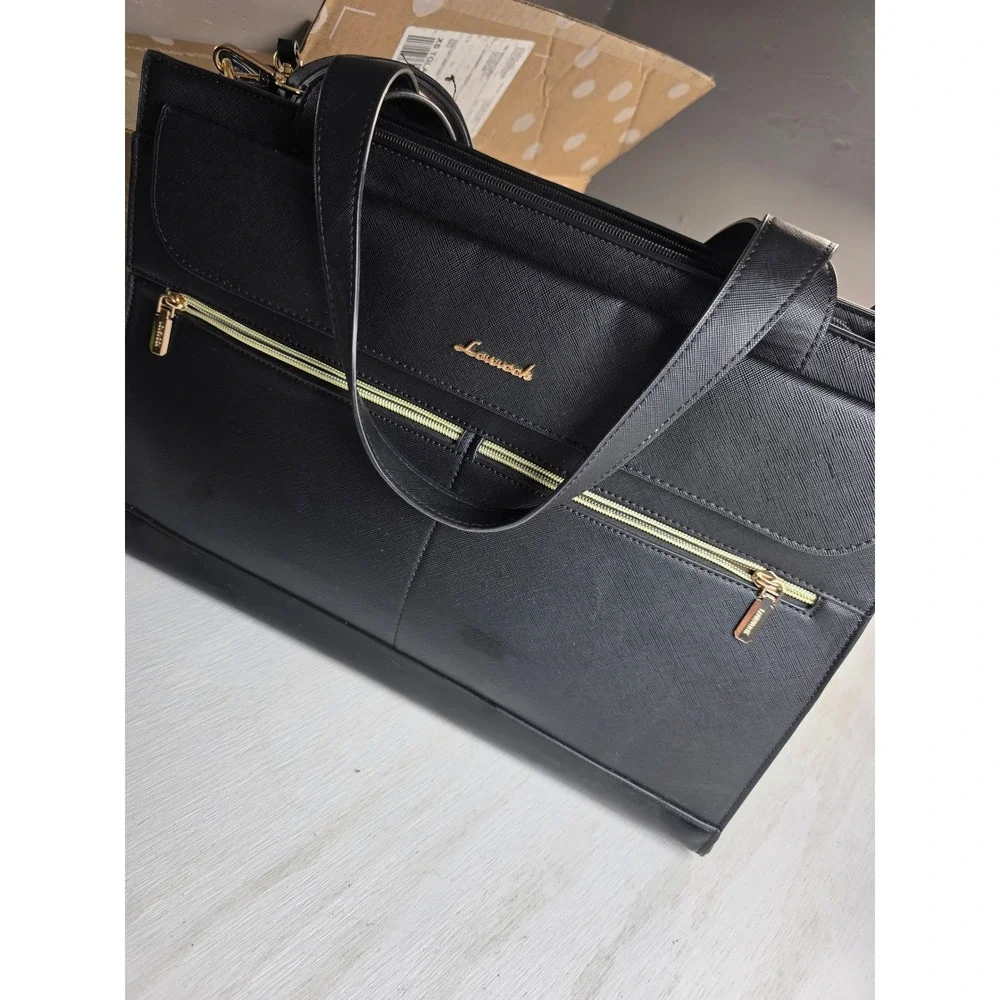 Lovevook Black Laptop Tote Bag Set Work Briefcase Minimalist Academia Large