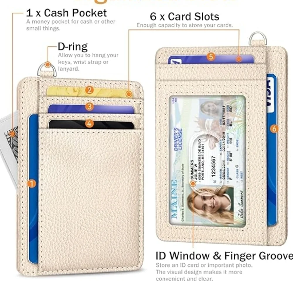 Cream Slim Wallet Case with Card Slots and ID Window