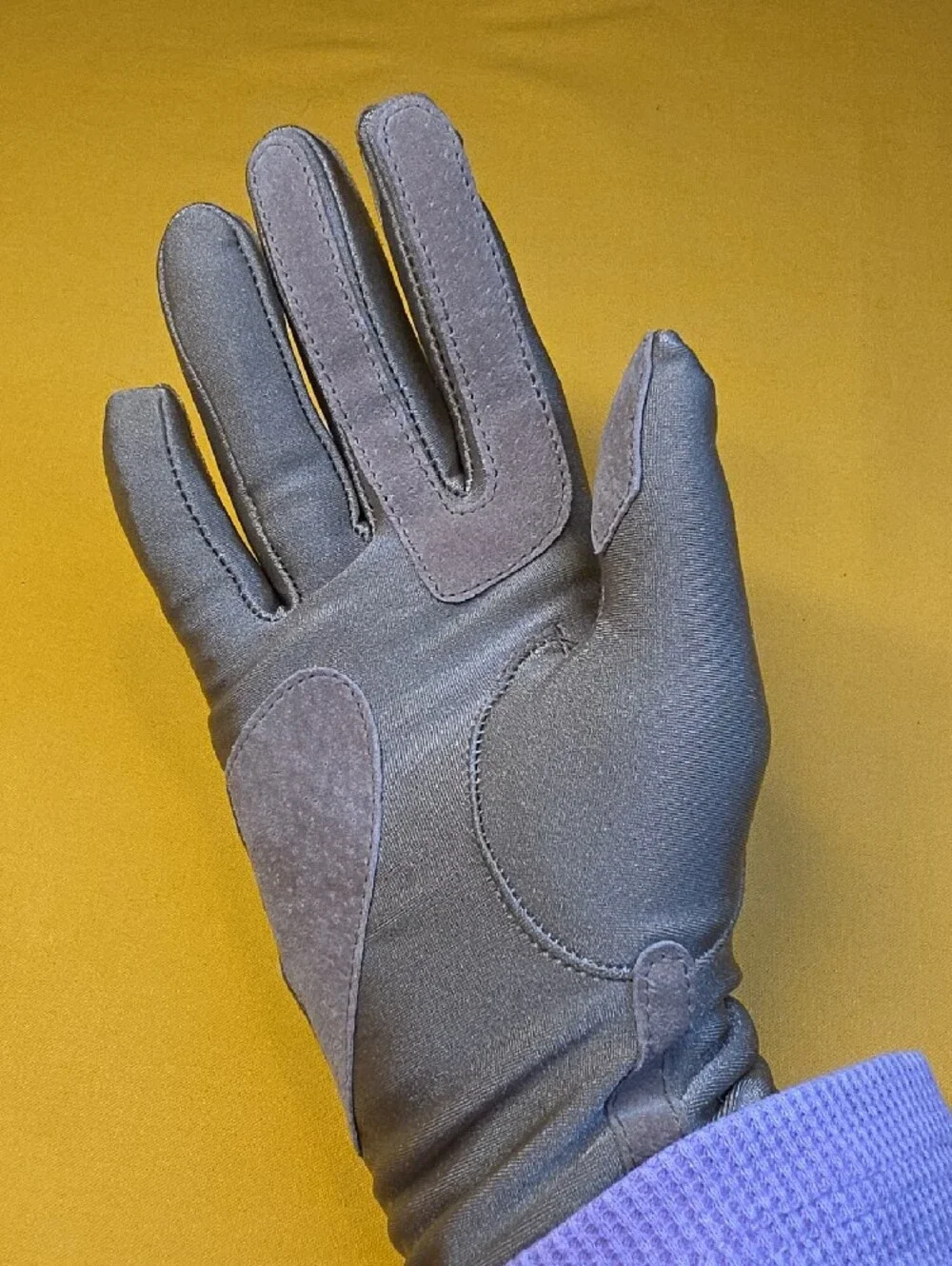 Isotoner Women's Spandex Winter Gloves with Leather Accents - One Size Fits Most
