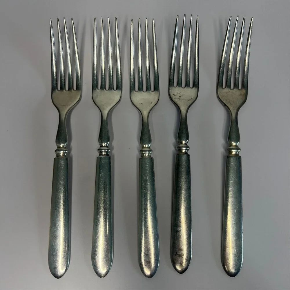 1847 Rogers Bros Set of 5 Silver-Plated Forks, 7.75 Inches Long Vintage Flatware