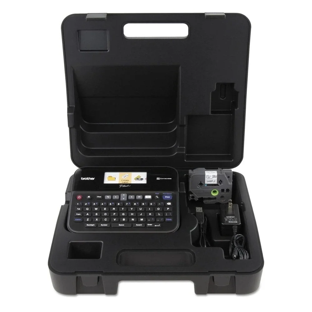 Brother P-touch PT-D600VP PC Connectable Label Maker W/Hard Case AC Adapter Tape