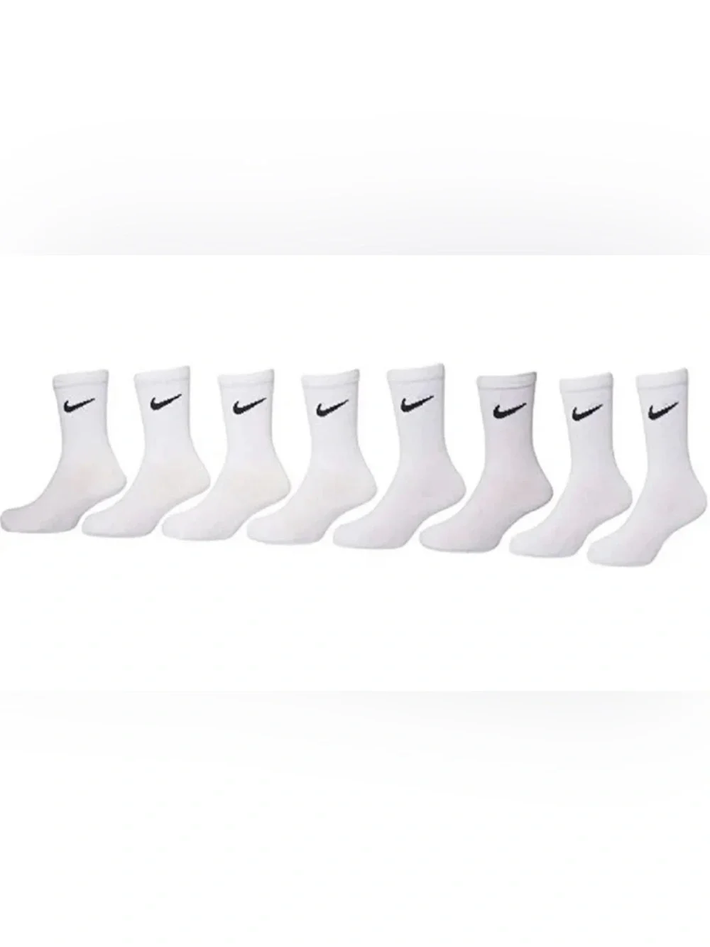 NWT Nike Kids White Crew Socks 8 Pairs 10C-3Y