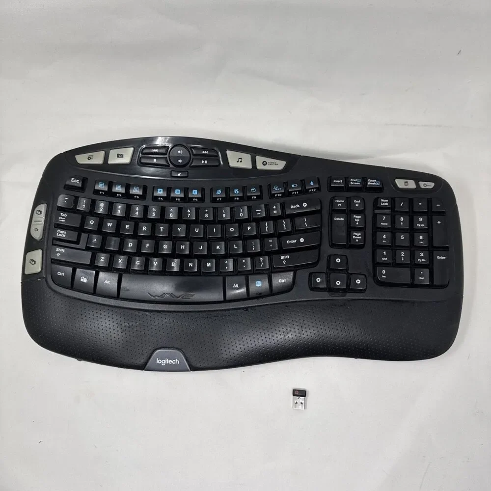 Logitech K350 Comfort Wave Wireless Keyboard with USB dongle tested Excellent