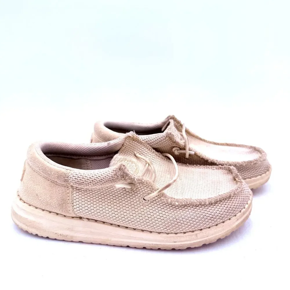 Hey Dude Kids Walley Youth Funk Mono Natural Boat Shoes Size 13