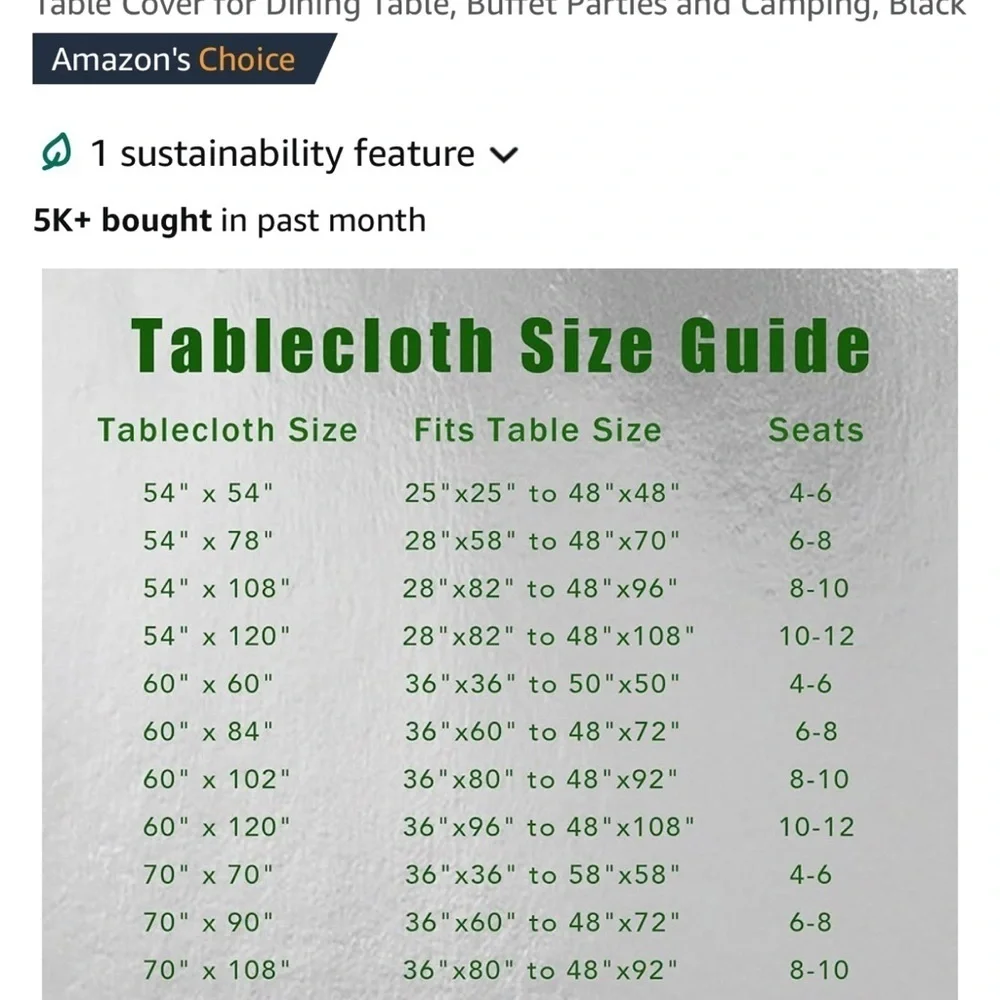 Black rectangular tablecloth 60 x 84