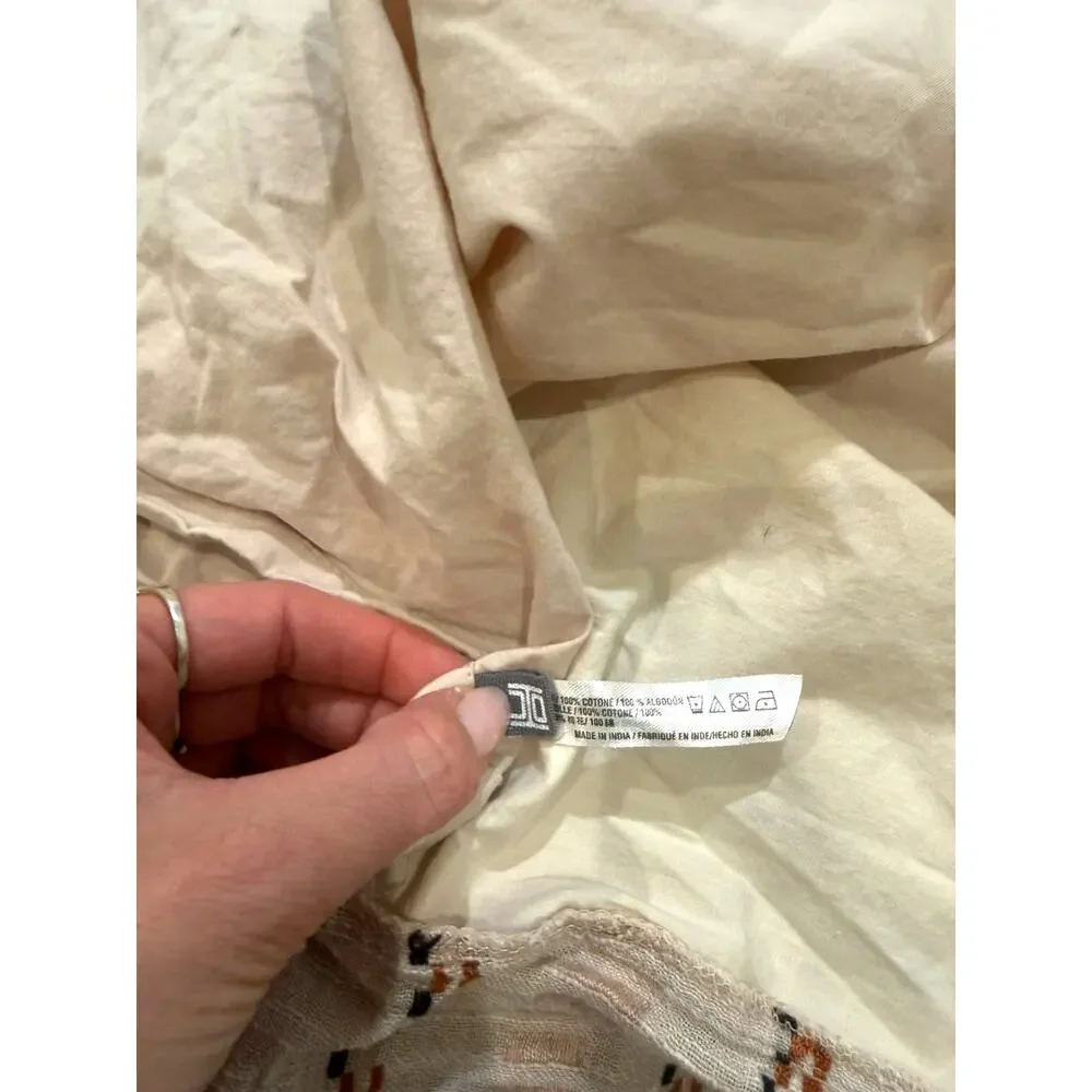 URBAN OUTFITTERS Betty Yarn-Dye Striped Pom Pom Duvet Cover Set Full EUC