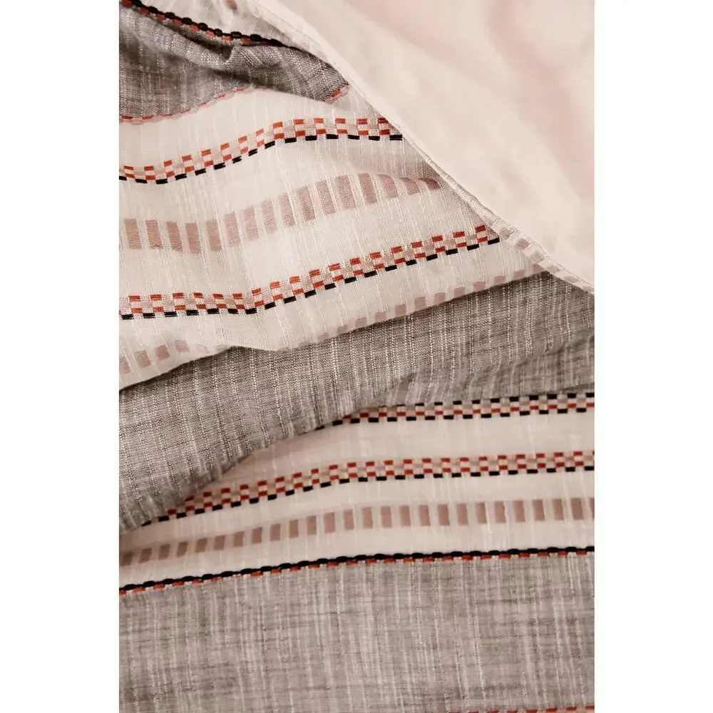 URBAN OUTFITTERS Betty Yarn-Dye Striped Pom Pom Duvet Cover Set Full EUC