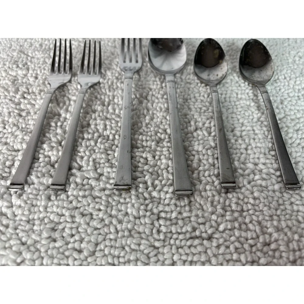 Robie Doric Glossy Stainless Steel Silver Flatware‎ Set 6pcs Forks & Spoons