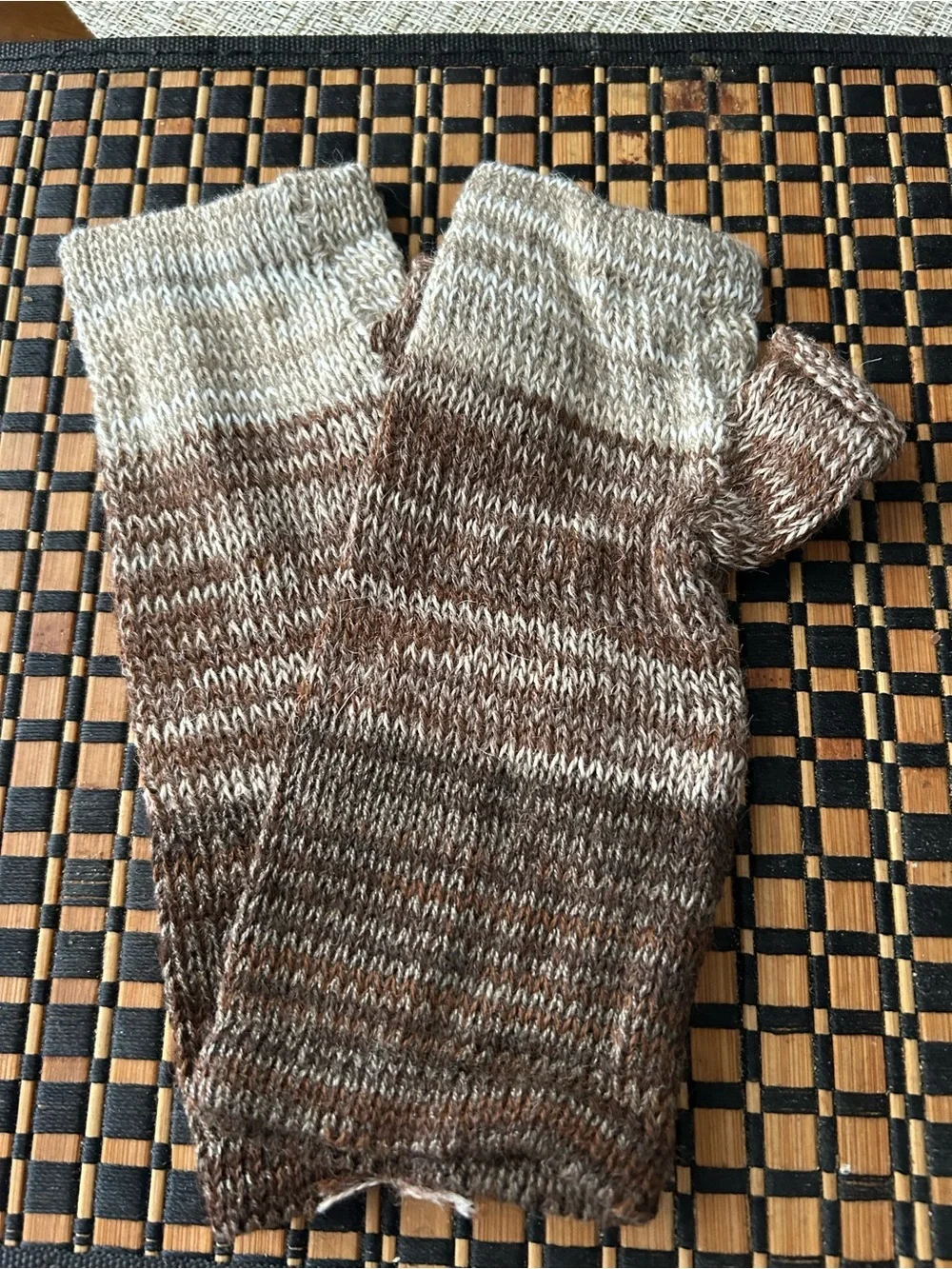 Hand-Knit Multicolor 100% alpaca Fingerless Gloves new