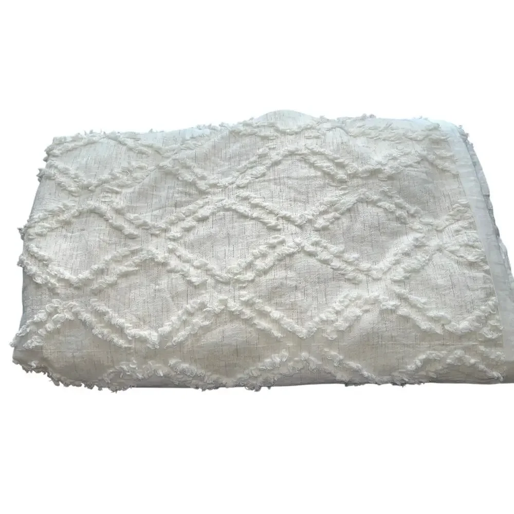 Rachel Ashwell King Duvet Cover White Chenille 101x89” shabby chic cottage core