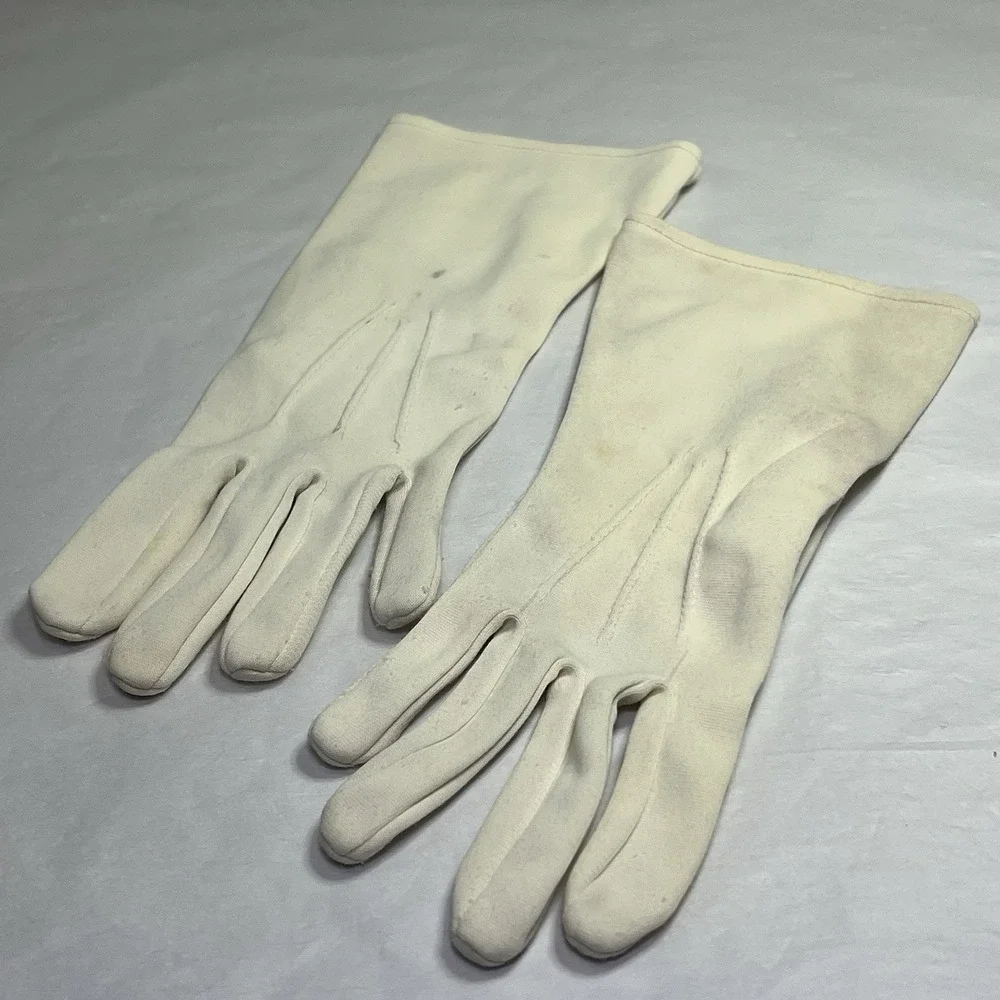 Vintage 1950 1960 White Ladies Gloves fabric Wrist length‎ Wedding Drama Driving