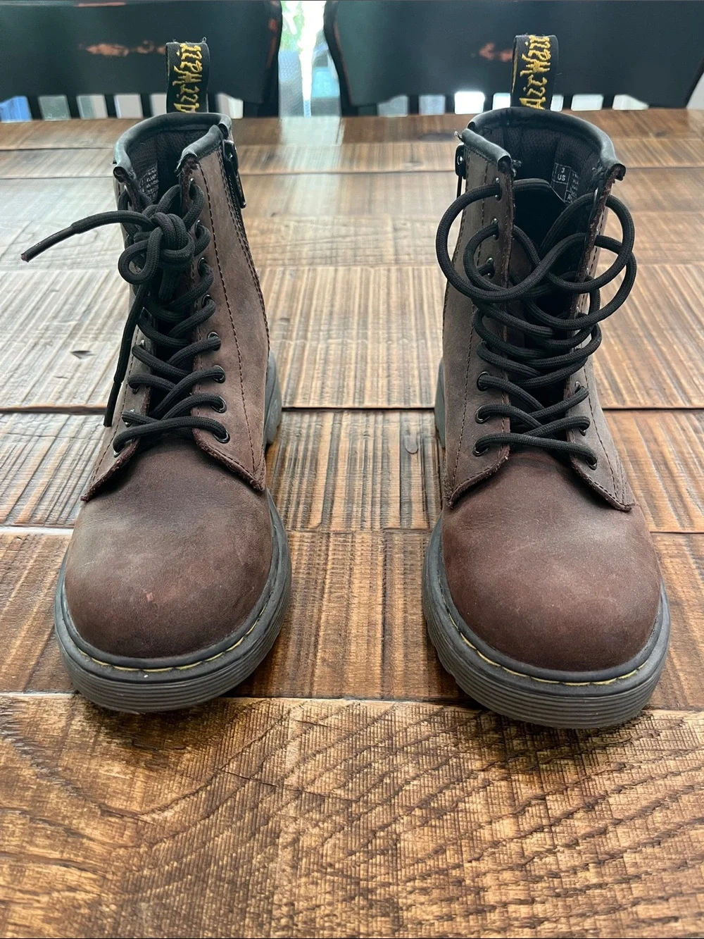 Dr. Martens Kids Brown Lace-Up Leather Ankle Boots