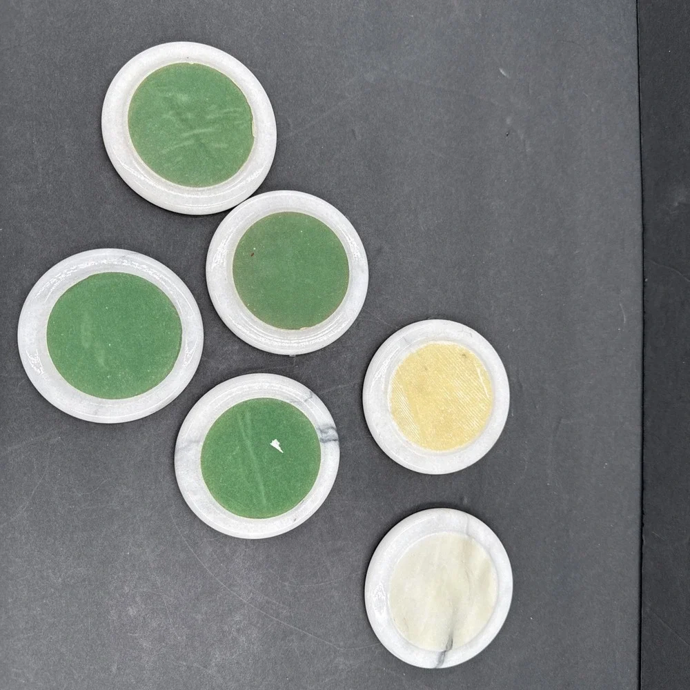 Vintage Round Marble Edging Cup Drink Coasters Set of 6‎