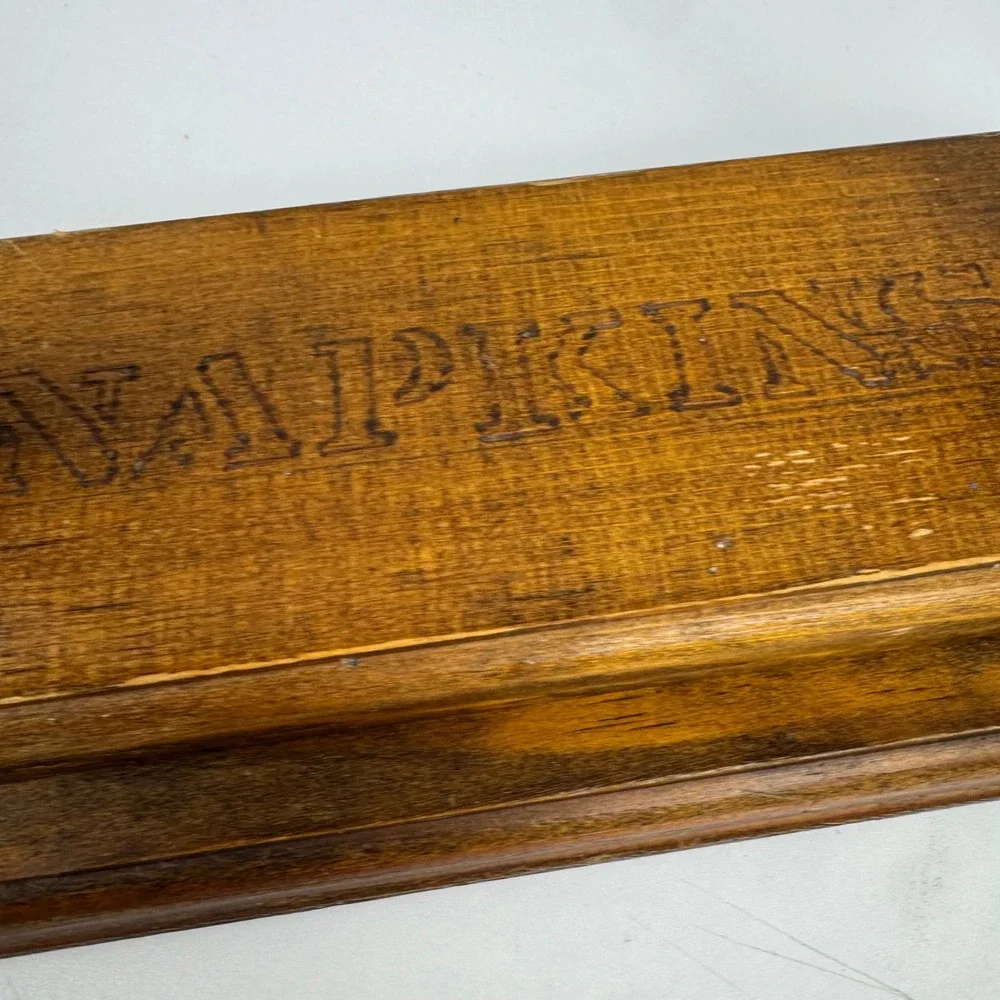 Vintage Wooden Napkin Holder Weighted Two Post Rustic Farmhouse Kitchen Decor‎
