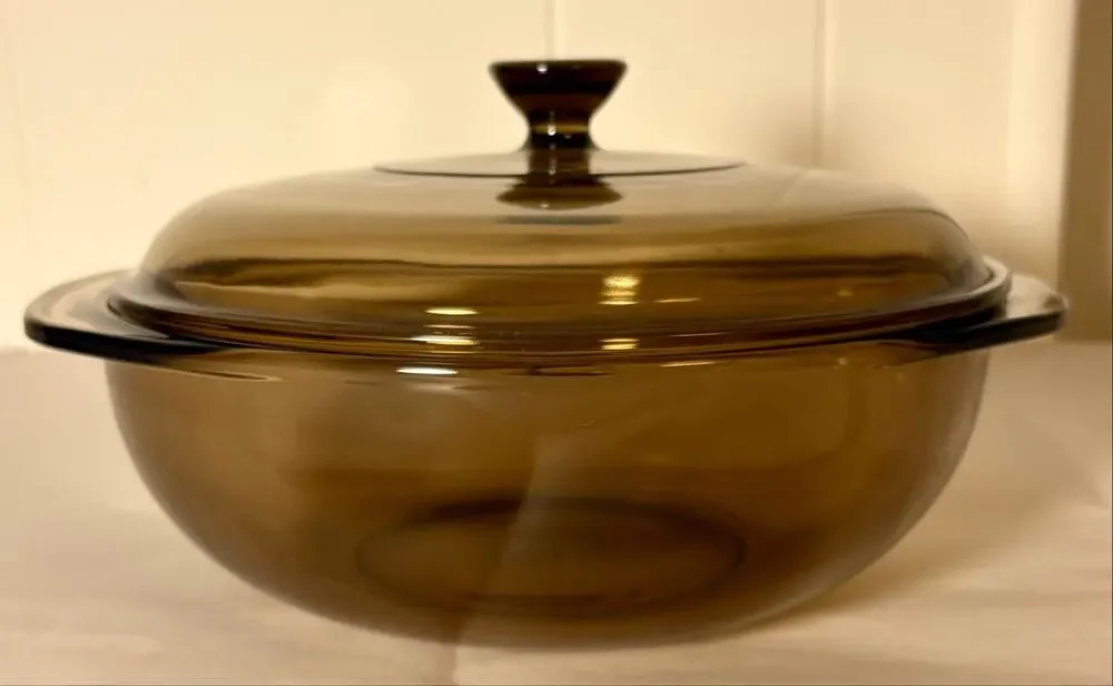 Vintage PYREX #024 AMBER Glass 2 Qt Casserole Dish, with PYREX Knob Lid, USA
