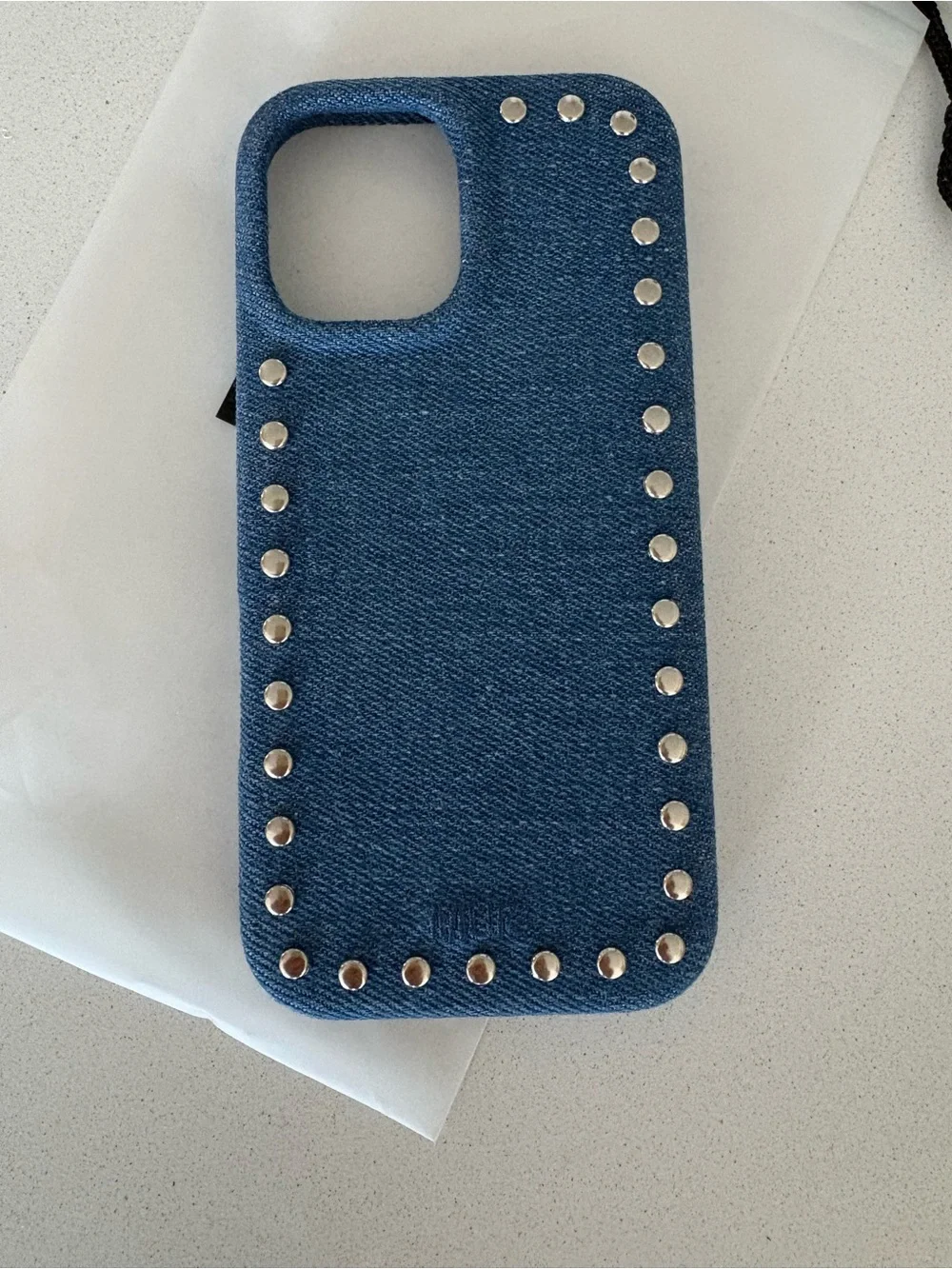 Navy Blue Rhinestone Phone Case - Decorative Protective Cover