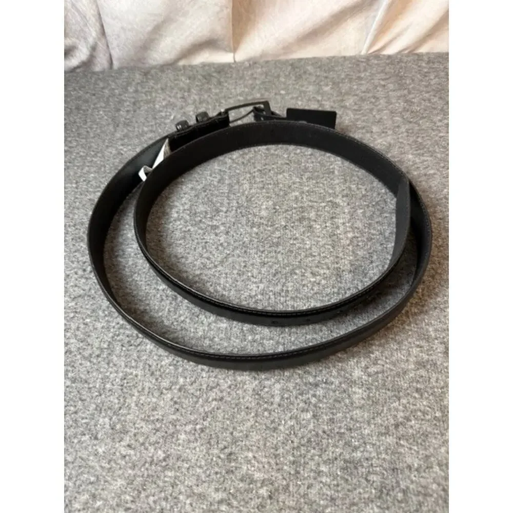 Eddie Bauer Men's Feather Edge Leather Belt Sz 48 Black New