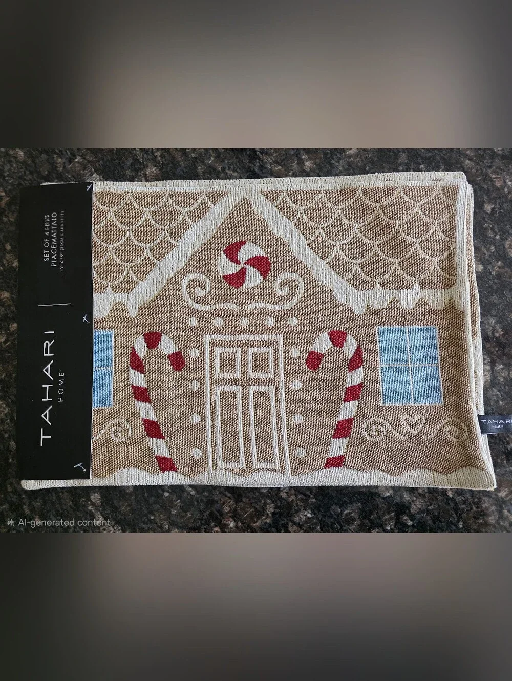 Tahari Holiday Gingerbread Placemat Set Of 4 NWT