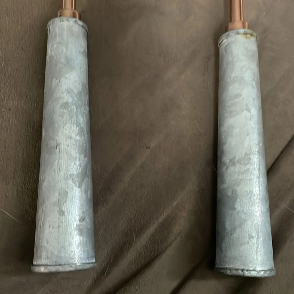 Galvanized and copper serving set