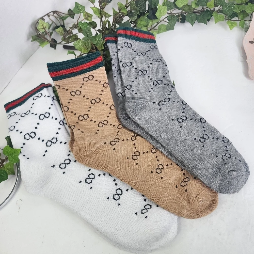 3 Pair of Diamante Motif Design Quarter Socks