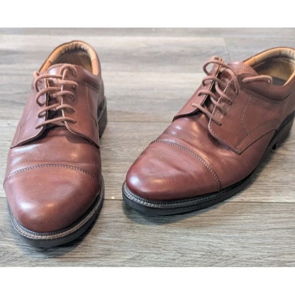 Johnston & Murphy 10.5 M Shoes Brown Oxford Leather Lace Up Classic‎ Timeless