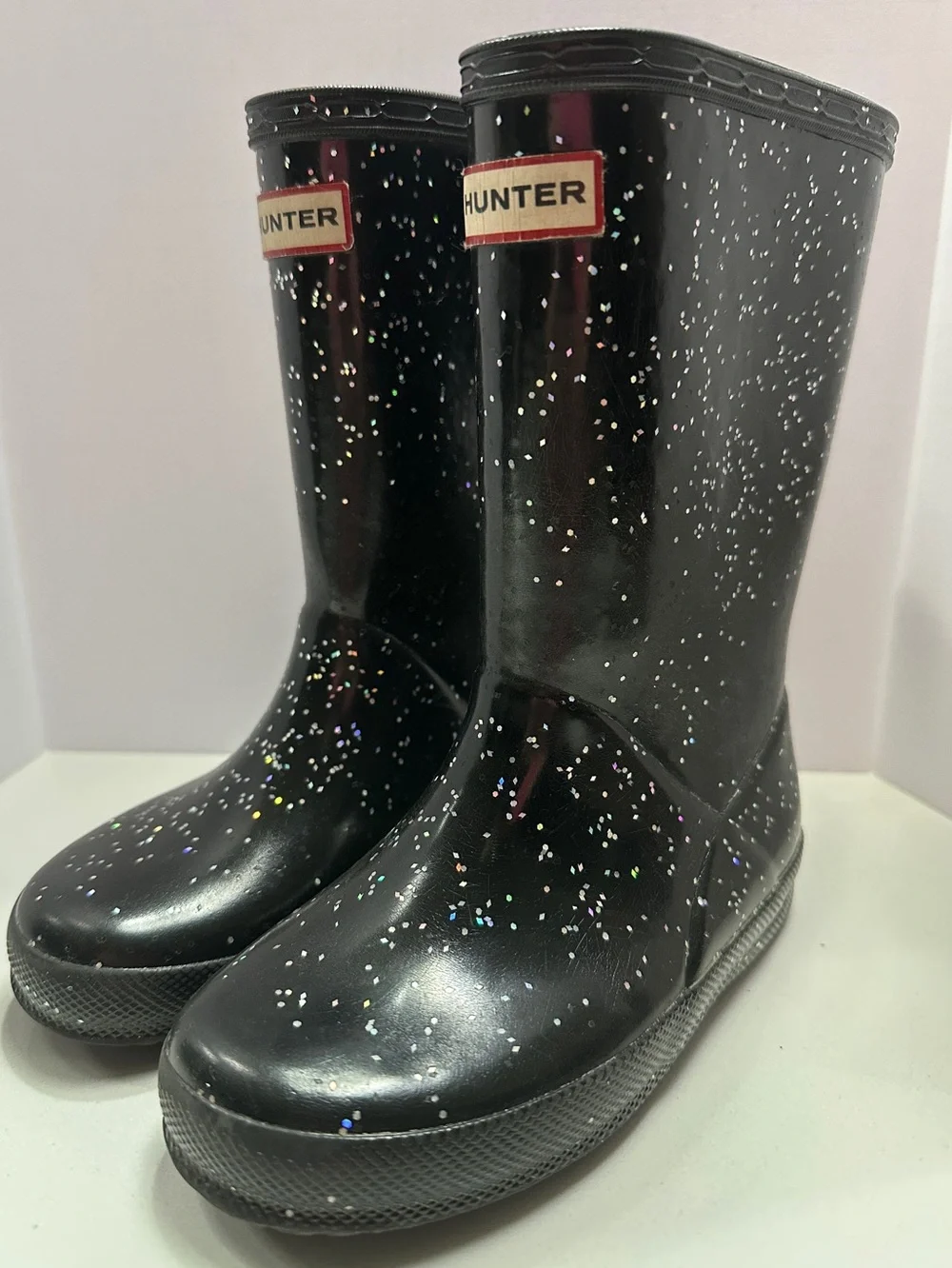 Hunter Glitter Rain Boots Girls Size 12
