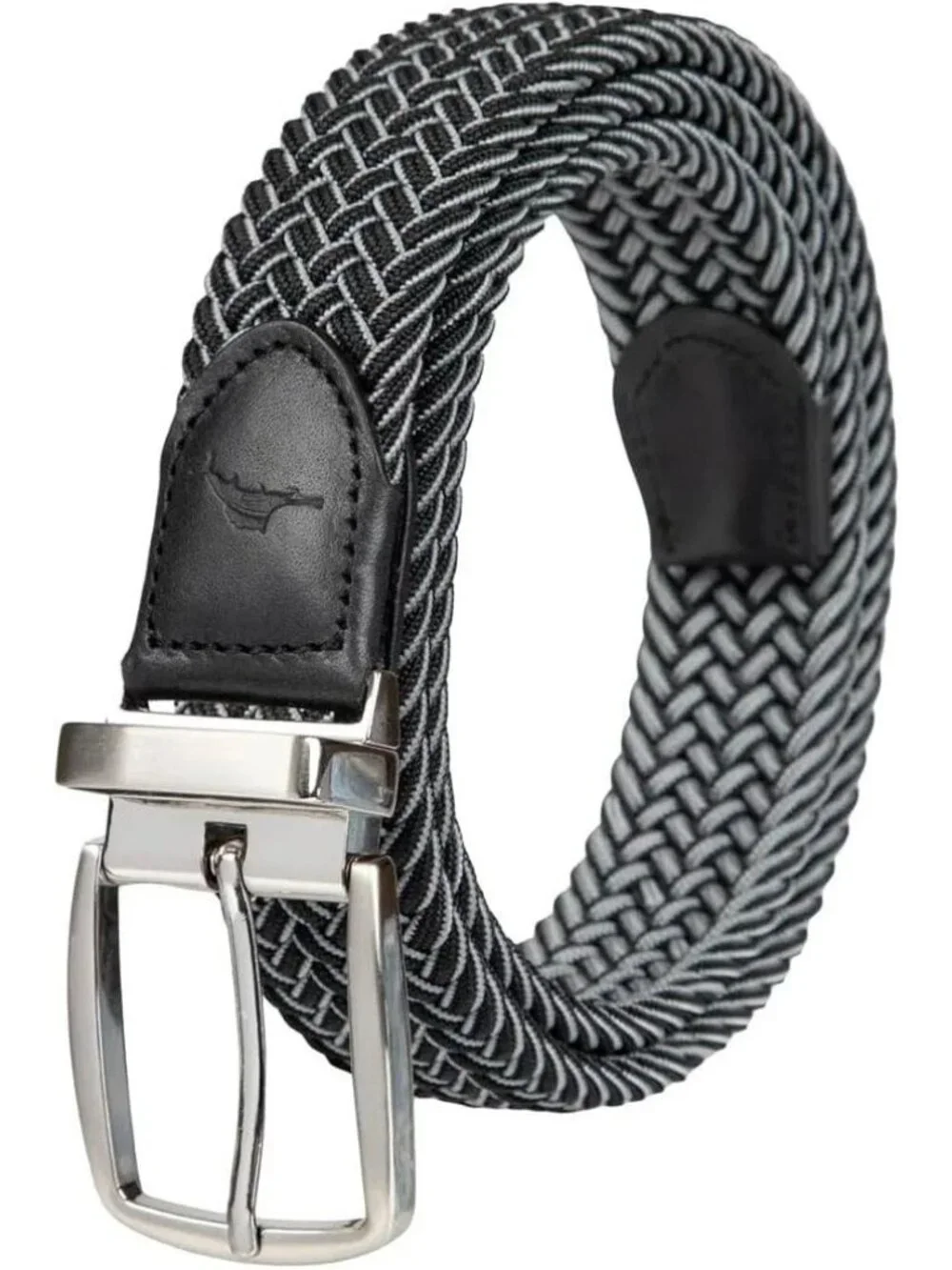 NWT Tommy Bahama Men's S/M Stretch Reversible Belt Black & Grey Leather Trim