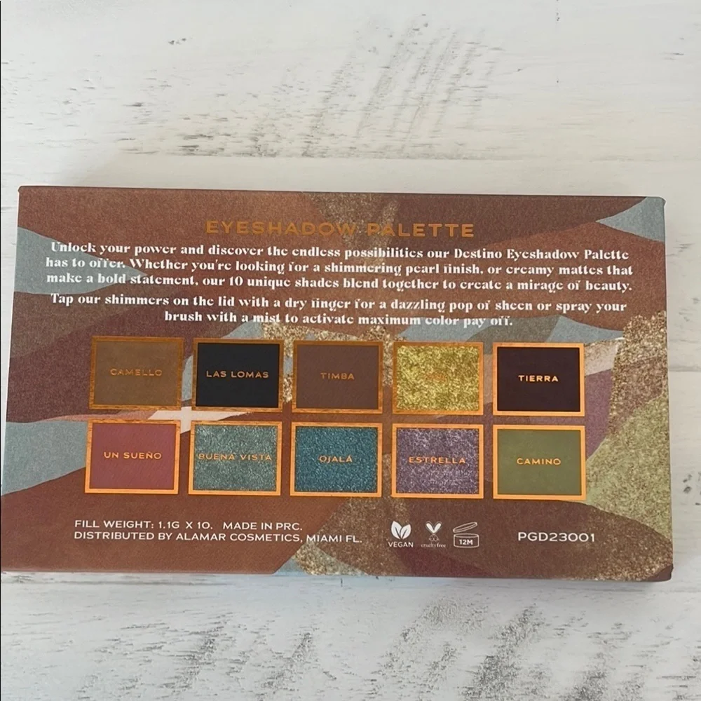 Alamar Cosmetics DESTINO Eyeshadow Palette 10 Colors Mattes & Shimmers New RV$35