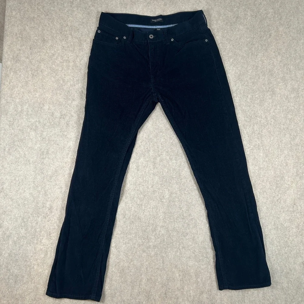 Banana Republic Corduroy Pants Mens 34x32 Navy Blue Pima Cotton Straight‎ Leg
