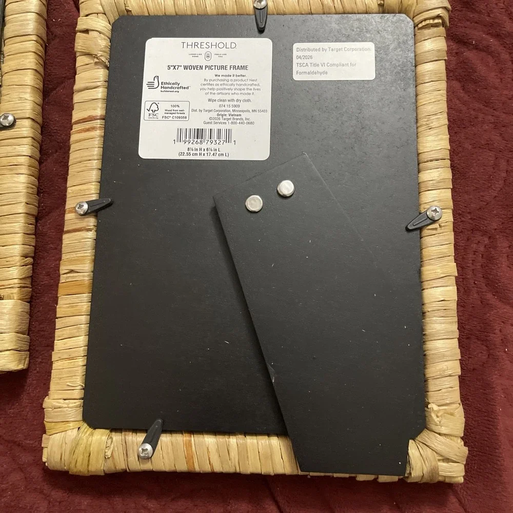 Lot Of 2 Threshold 5x7 Woven Picture Frame Natural Home Décor New Rustic Beach