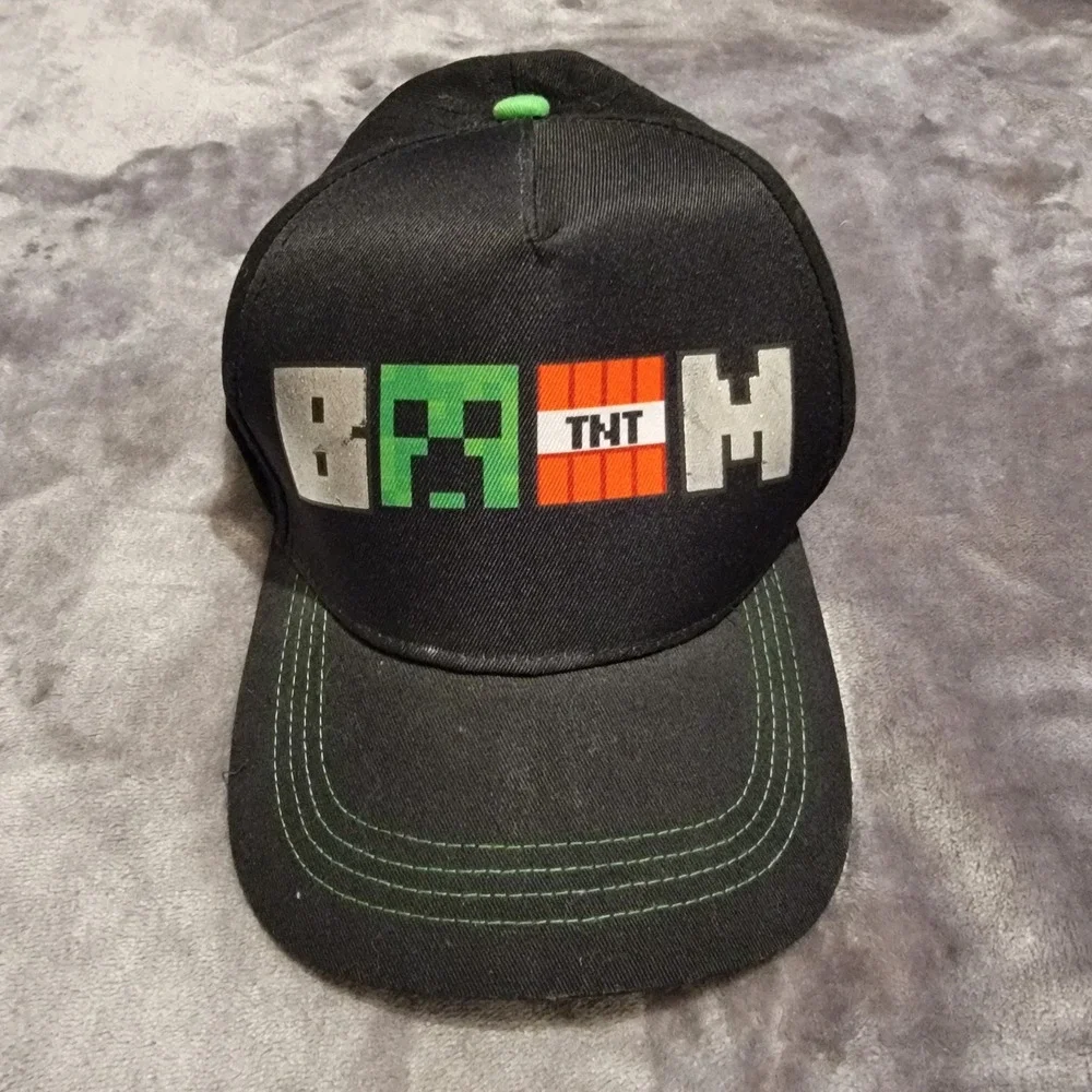 Minecraft Snapback Hat Kids OSFM Black Excellent Creeper TNT 