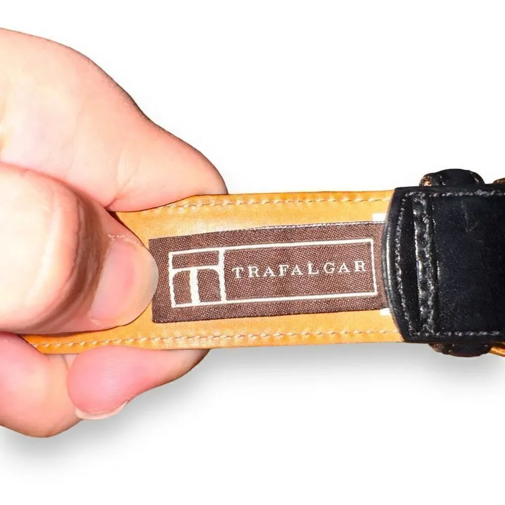 Trafalgar Black Hand Polished Cortina Leather Dress Belt 38