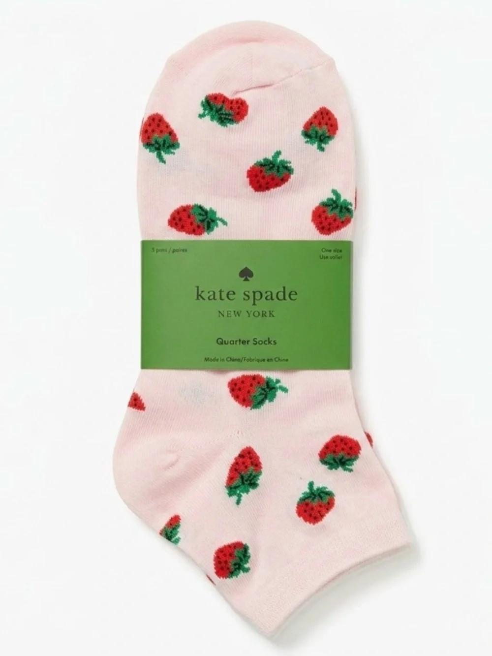 Kate Spade Strawberry Quarter Socks 3-Pack